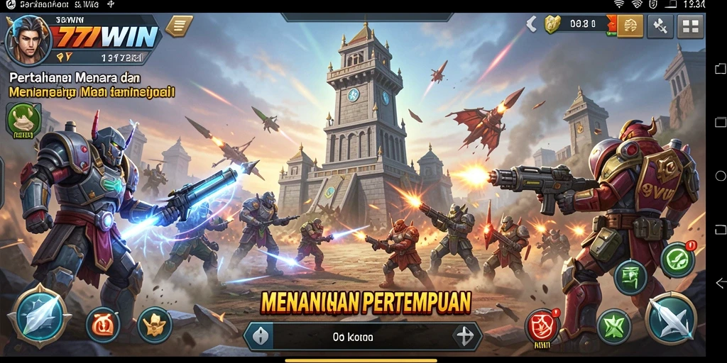 Tangkapan layar menampilkan aksi menegangkan dalam 77WIN Tower Defense.