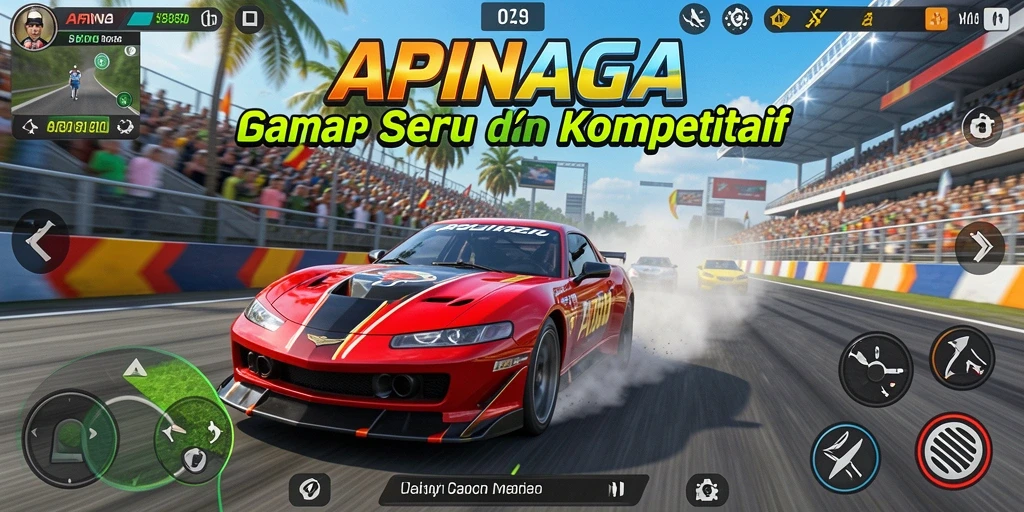 Gameplay APINAGA yang seru dengan aksi balap yang menegangkan.