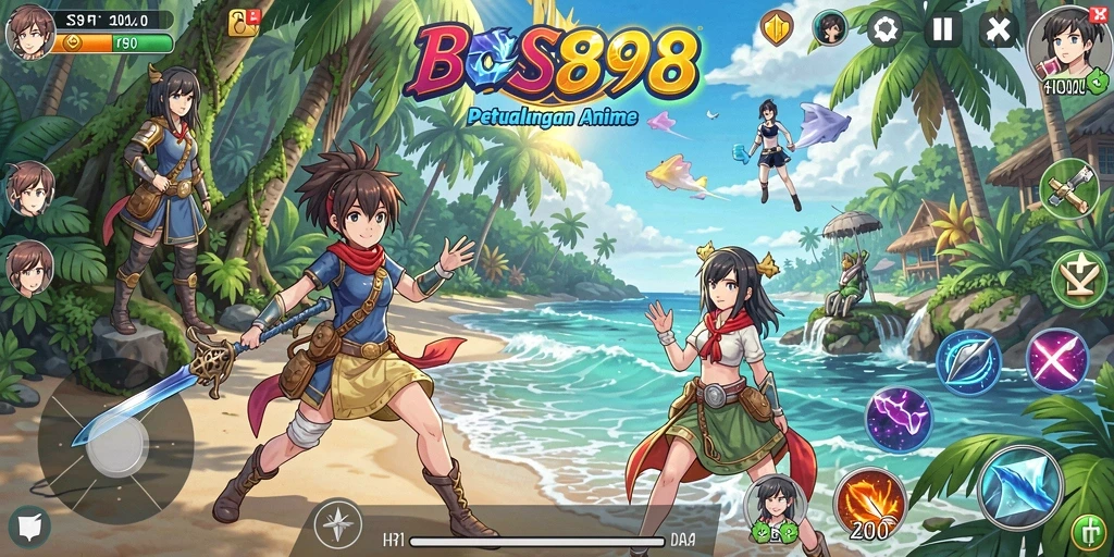 Tampilan gameplay menarik dari BOS898 dengan aksi karakter Anime.