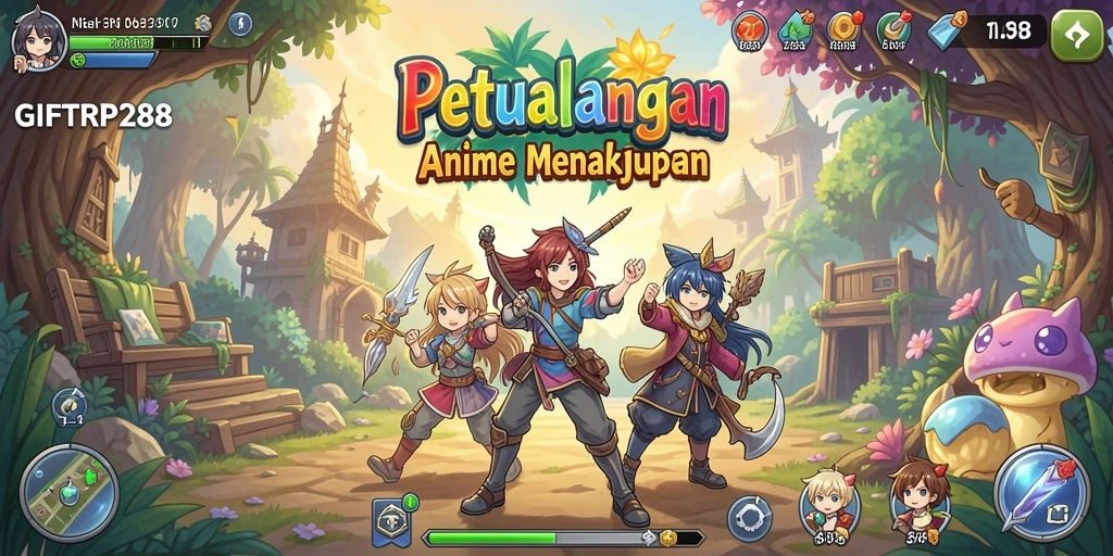 Screenshot gameplay GIFTRP288 menampilkan karakter Anime dalam aksi seru.