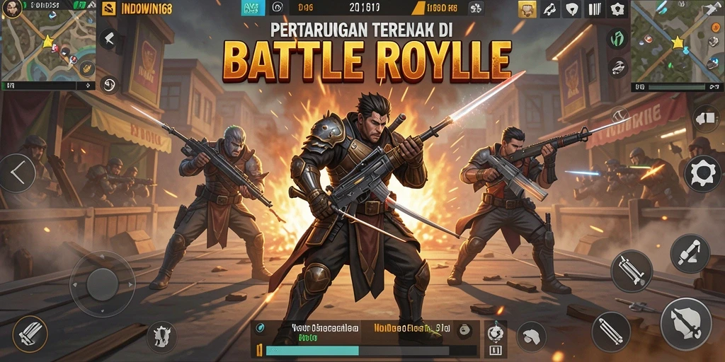 Tangkapan layar gameplay INDOWIN168 yang mendebarkan dalam suasana Battle Royale.
