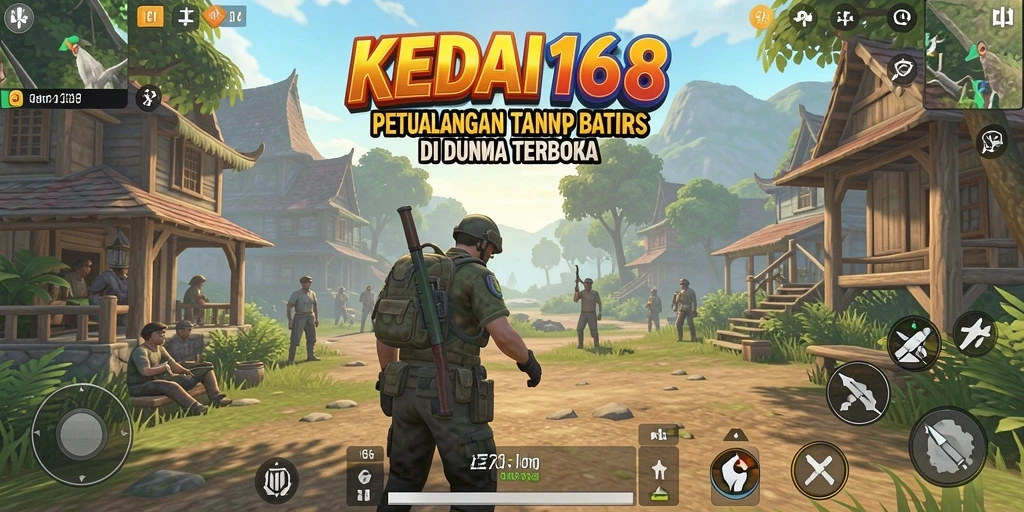 Screenshot gameplay KEDAI168 yang menunjukkan petualangan di dunia terbuka.