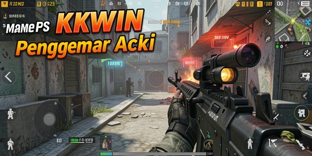 Tangkapan layar gameplay <strong>KKWIN</strong> menunjukkan aksi seru dalam pertempuran FPS.