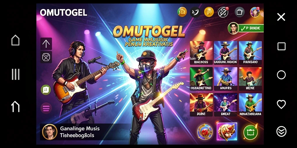 Tampilan gameplay OMUTOGEL yang mengasyikkan penuh dengan lagu-lagu favorit.