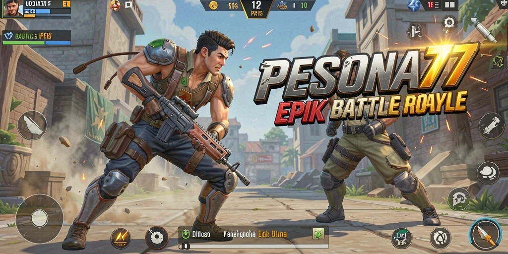 Tampilan gameplay PESONA77 yang mendebarkan dalam suasana Battle Royale.