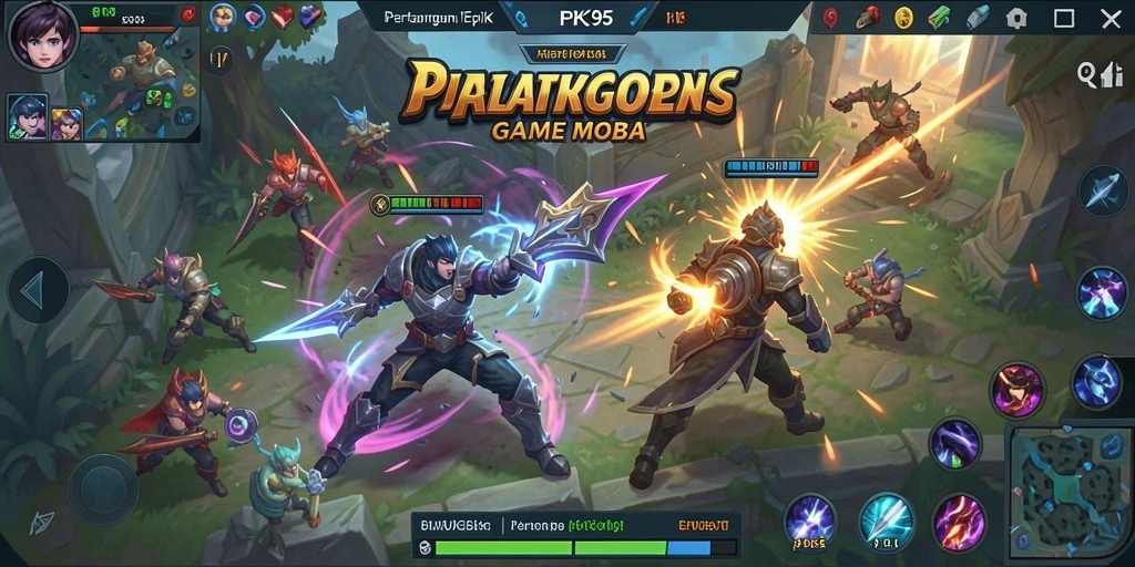 Gameplay seru PK95 di arena pertarungan MOBA.